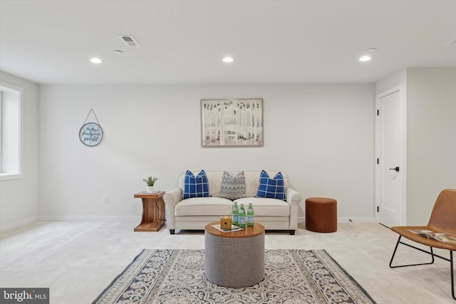 living room featuring carpet flooring