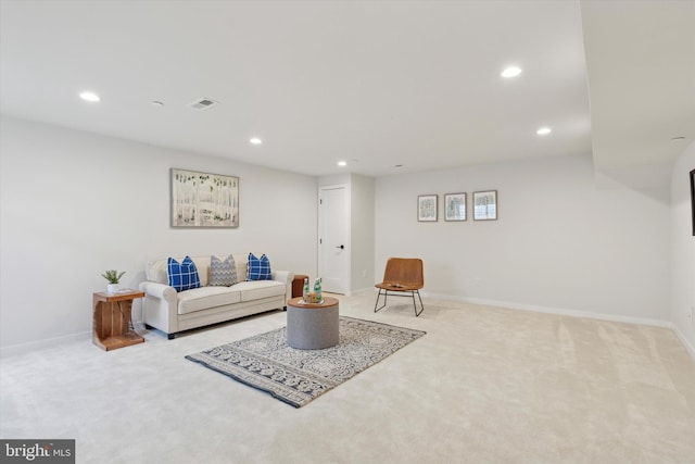 living room with carpet flooring