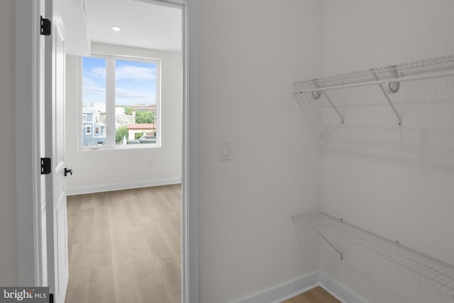 walk in closet featuring light wood-type flooring