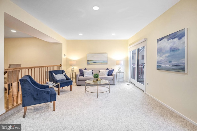 living room with carpet floors