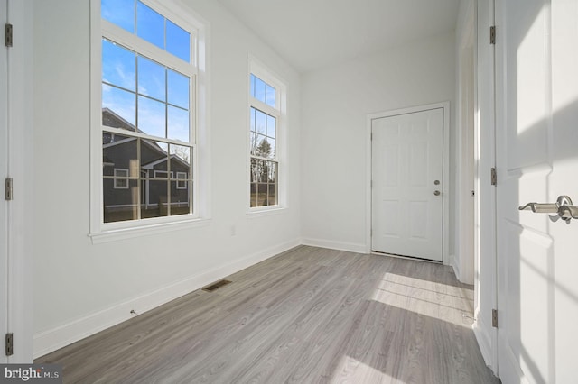 interior space with light hardwood / wood-style floors