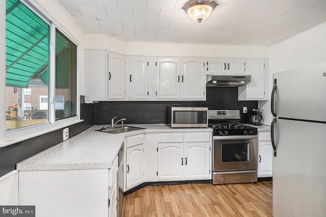 kitchen with white cabinetry, stainless steel appliances, and sink