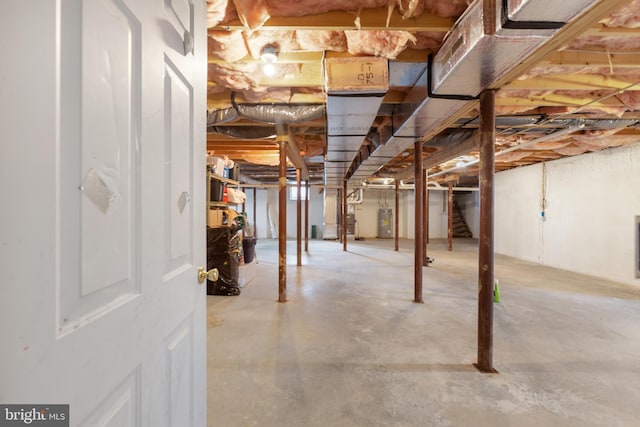 basement featuring water heater