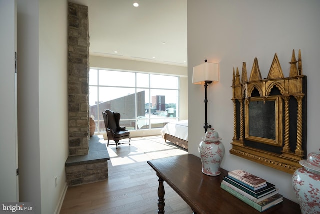 living area featuring hardwood / wood-style floors