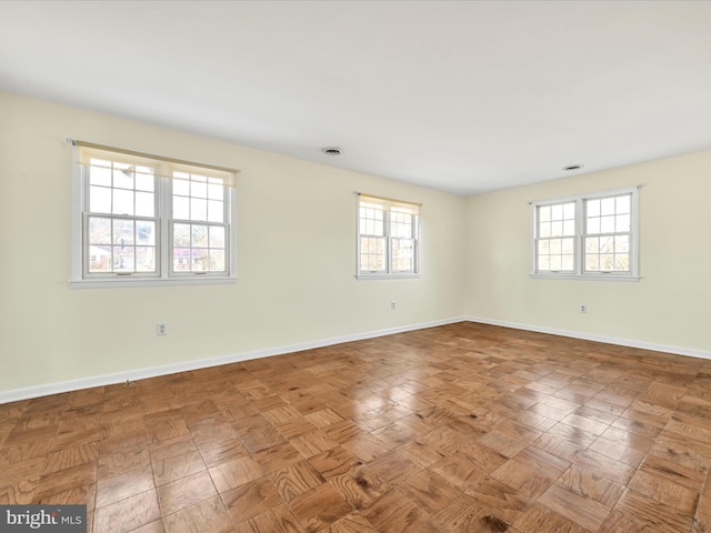 empty room with parquet floors