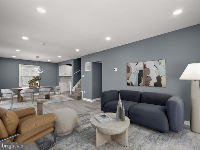 living room featuring light hardwood / wood-style flooring