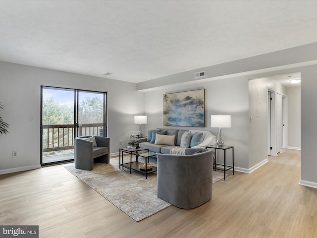 living room with light hardwood / wood-style floors