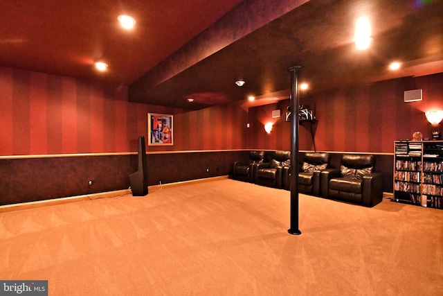 view of carpeted cinema room