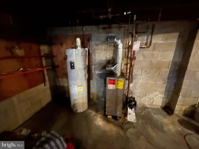 utility room with water heater