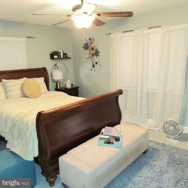 bedroom featuring ceiling fan