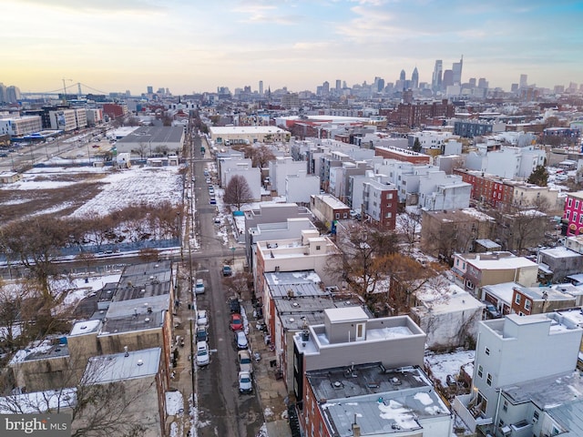 drone / aerial view featuring a city view