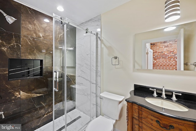 718 Collington Ave, Baltimore, MD 21205 - bathroom featuring vanity, a shower with door, and toilet