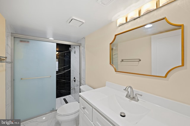 718 Collington Ave, Baltimore, MD 21205 - bathroom with an enclosed shower, vanity, and toilet