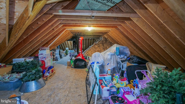 view of unfinished attic