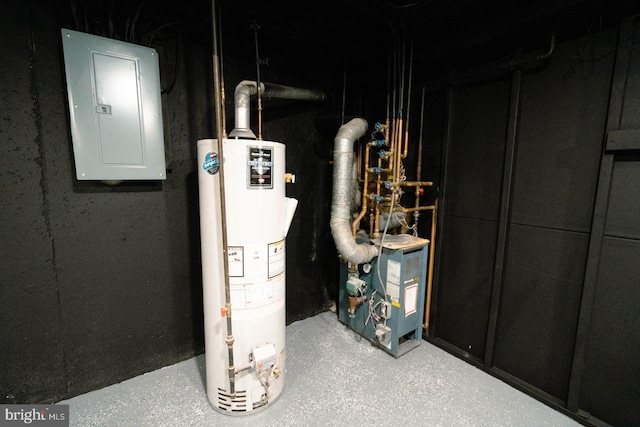 utilities with gas water heater and electric panel