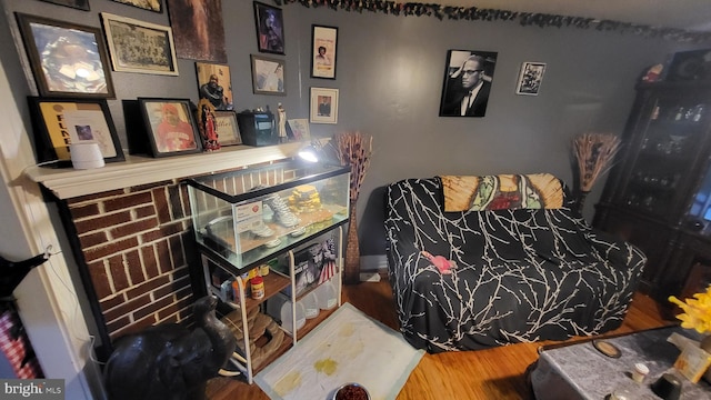 bedroom with hardwood / wood-style flooring