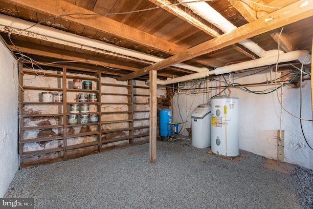 basement with water heater