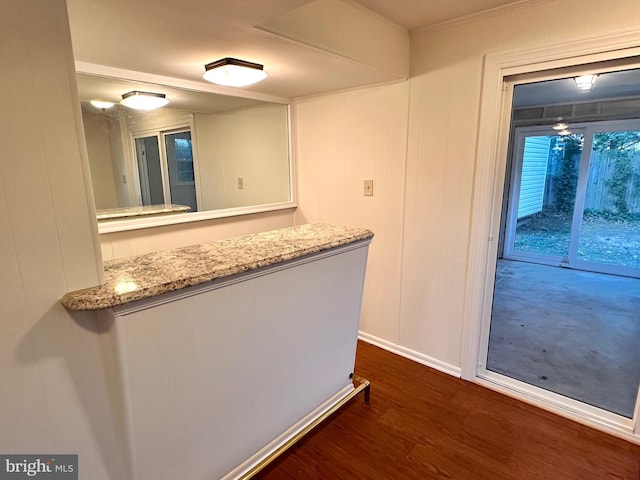 kitchen with dark hardwood / wood-style floors