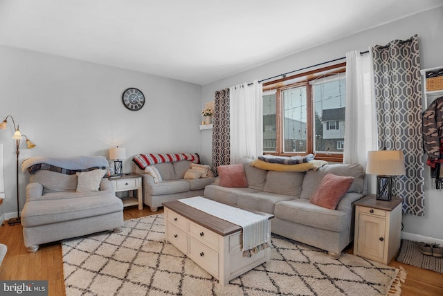 living room featuring light hardwood / wood-style flooring