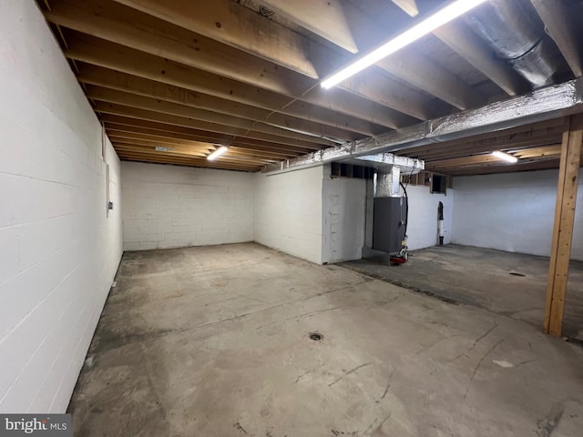 basement with heating unit