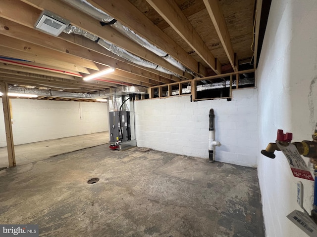 basement with water heater