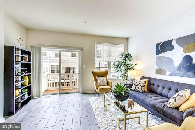 living room featuring light hardwood / wood-style flooring