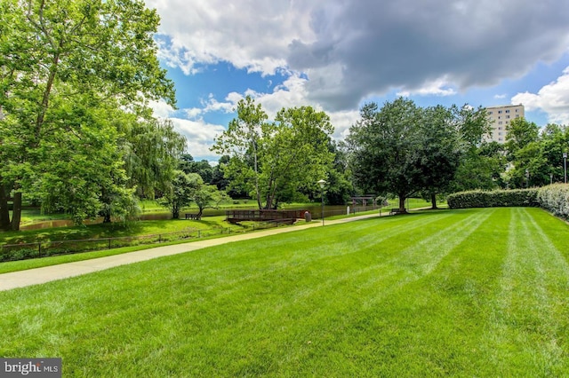 surrounding community featuring a lawn