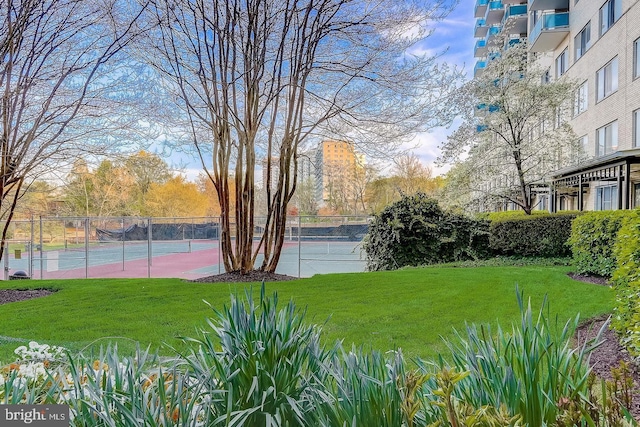 view of yard with tennis court