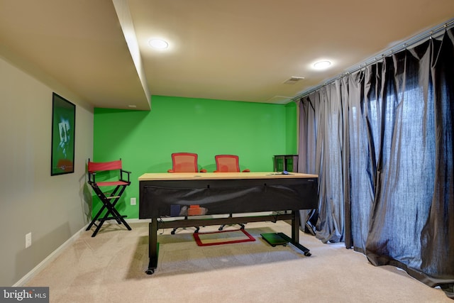 recreation room with carpet floors