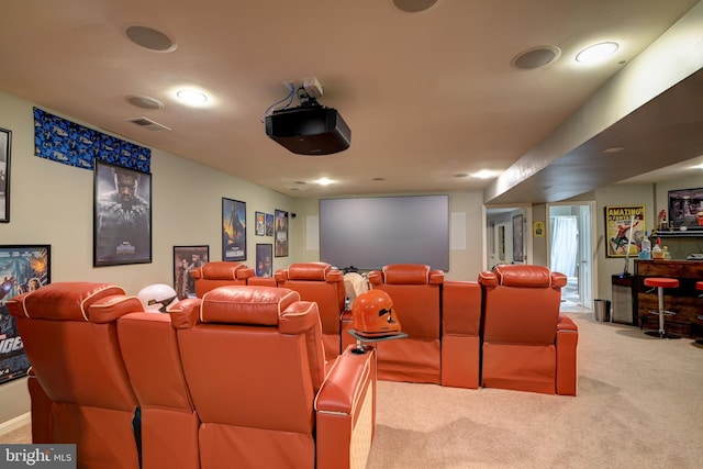 view of carpeted cinema room