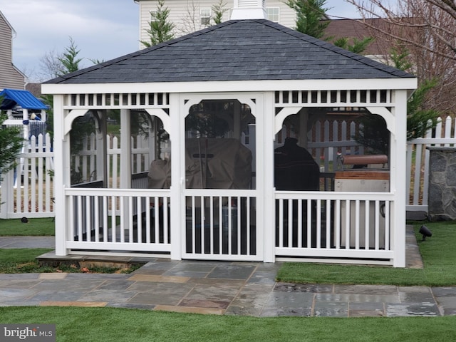 exterior space with a gazebo