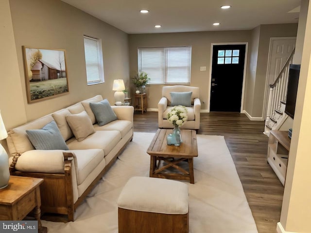 living room with hardwood / wood-style floors