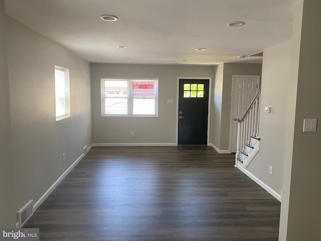 entryway featuring dark wood-type flooring