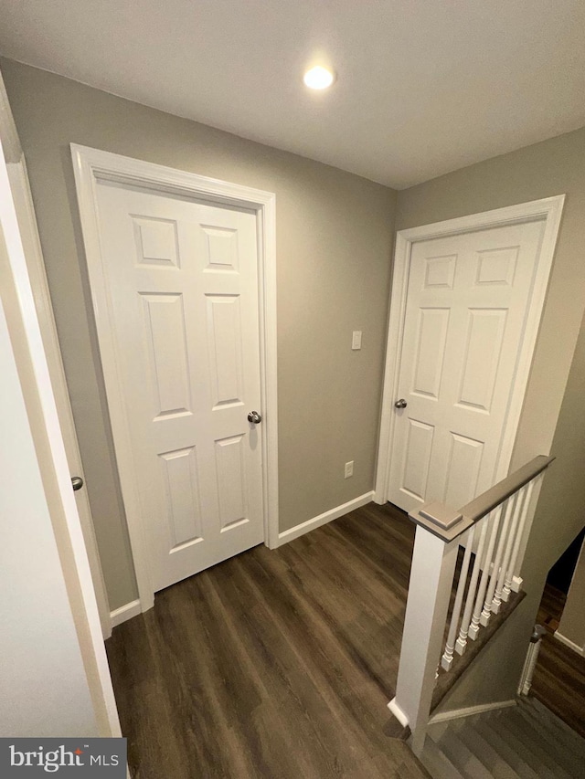 interior space featuring dark wood-type flooring