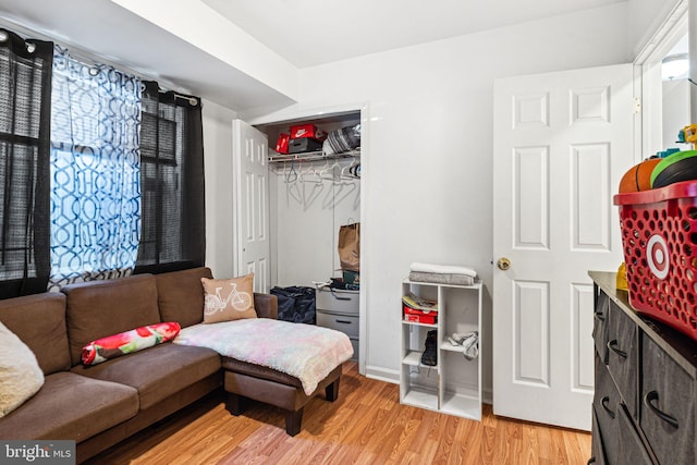 living room with plenty of natural light and light wood-type flooring