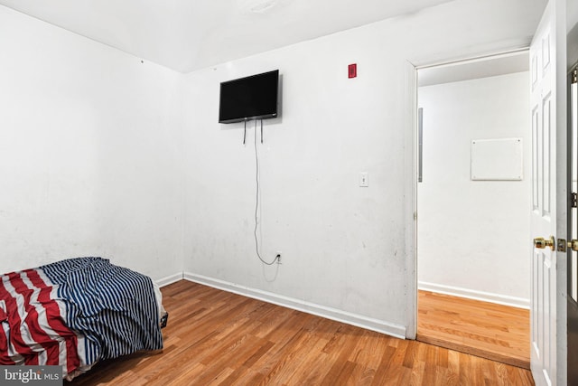 bedroom with hardwood / wood-style floors