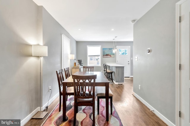 dining room with wood-type flooring