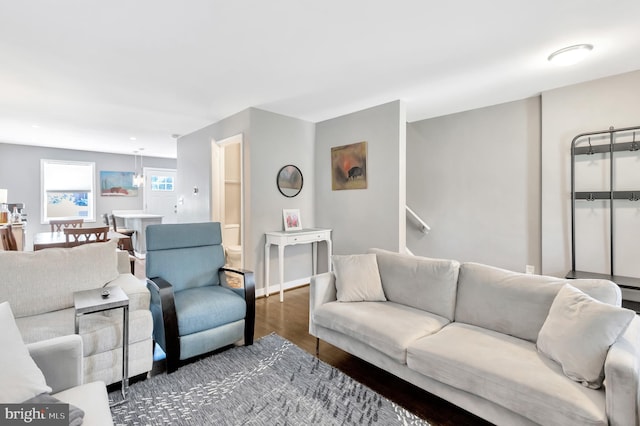 living room featuring hardwood / wood-style flooring