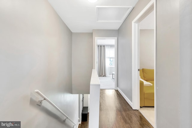 corridor with dark hardwood / wood-style floors