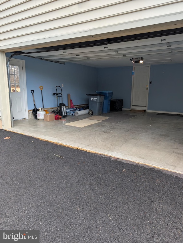 garage with a garage door opener