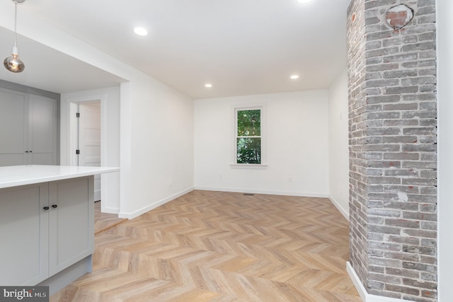 interior space featuring light parquet flooring