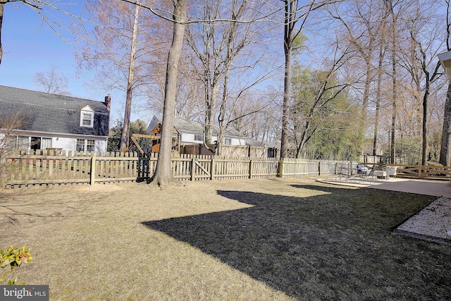 view of yard featuring a patio and fence private yard