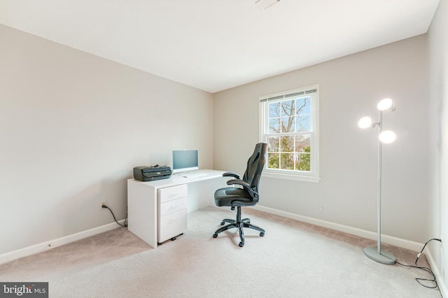 office featuring light carpet