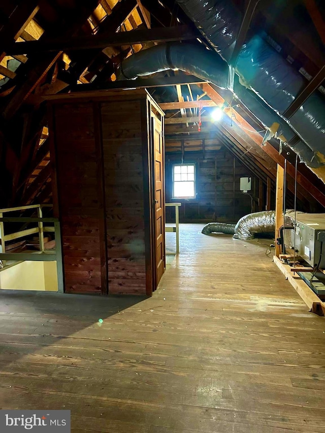 view of unfinished attic