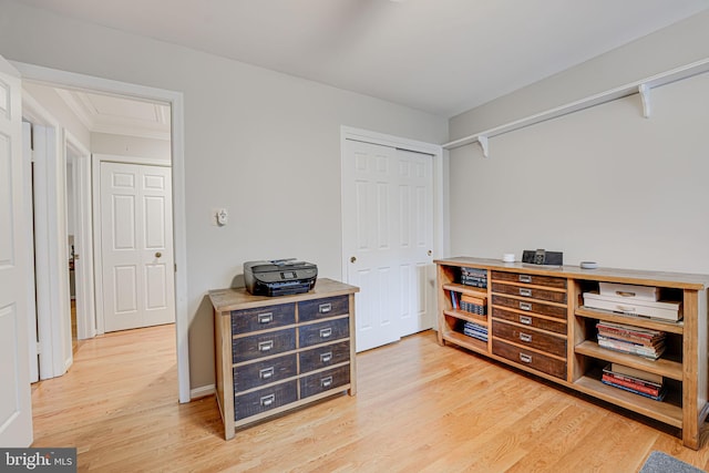 interior space with hardwood / wood-style floors