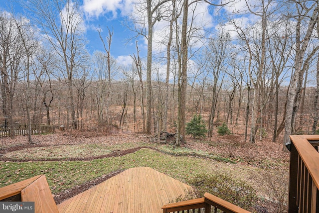 view of yard featuring a wooden deck