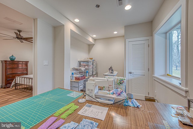 interior space featuring wood-type flooring and a closet