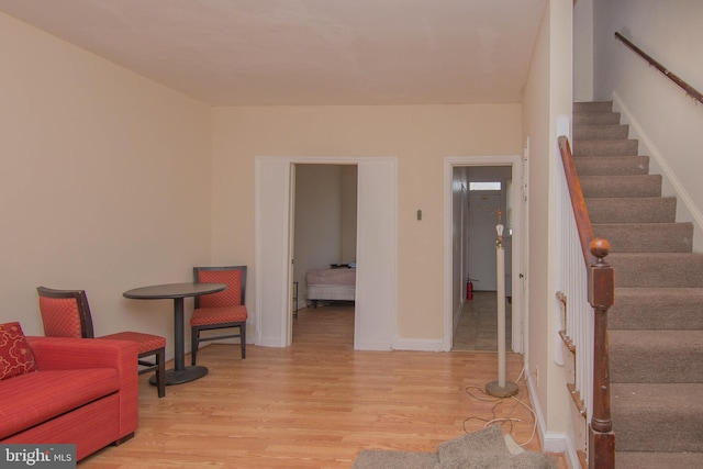 living area featuring light hardwood / wood-style flooring