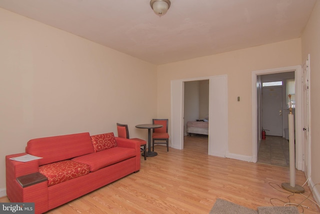 living room with light hardwood / wood-style flooring