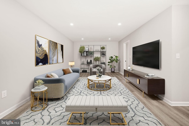 living room featuring light wood-type flooring